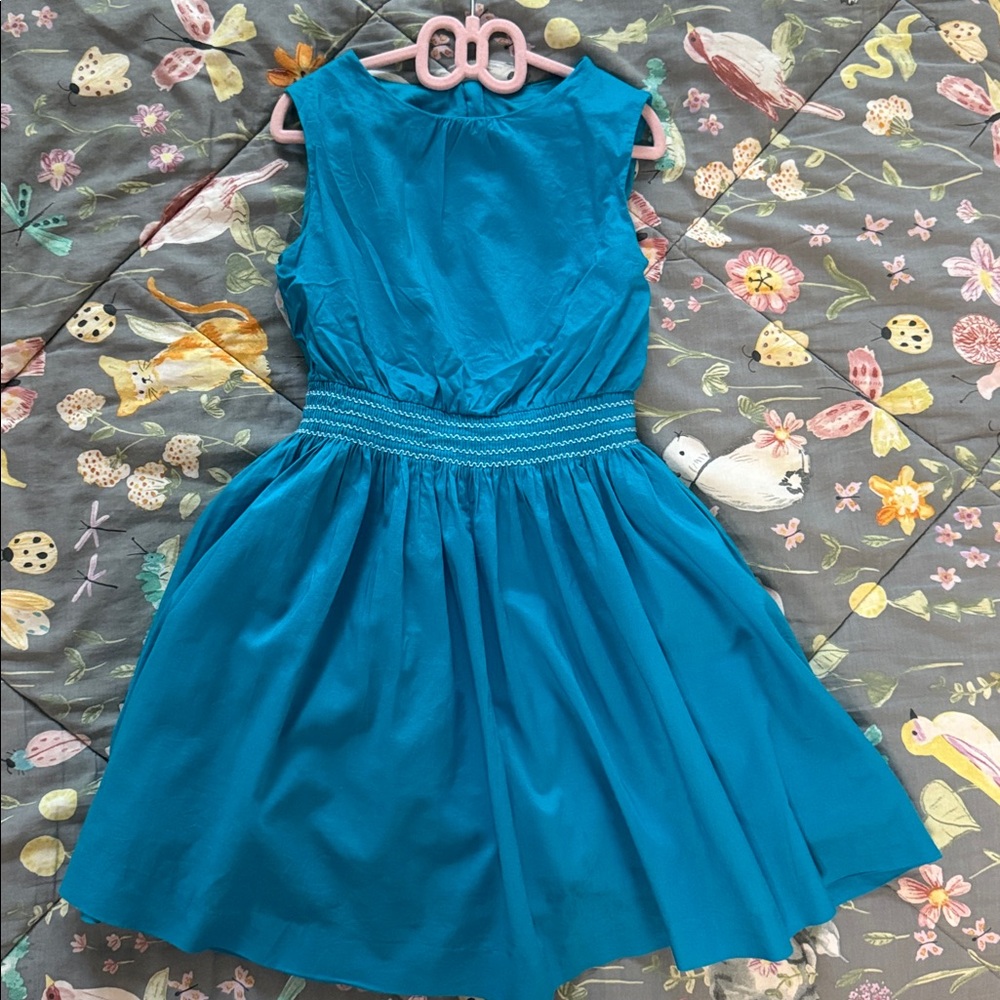 Jacadi Teal Blue Sleeveless Fit-and-Flare Dress
